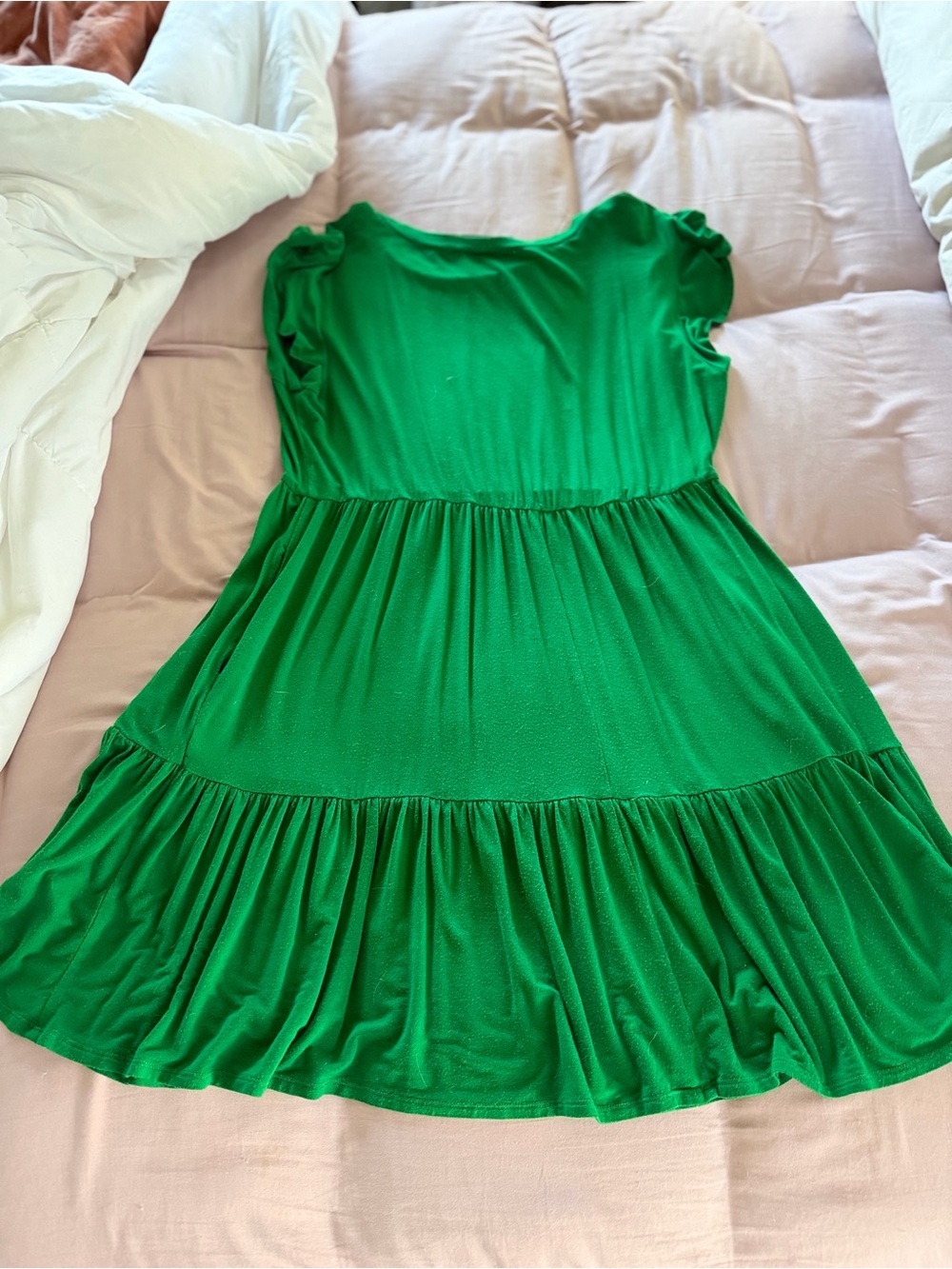 Tiered Midi Dress in Emerald Green - Casual Everyday Style